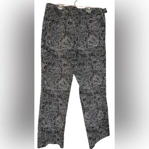 NWT Sigrid Olsen Sz16 geometric Flat Front slacks Dress Pants Zip Black White